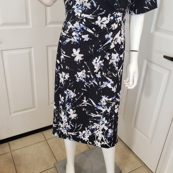 Tahari Black and White Floral Midi Dress - Picture 3 of 10